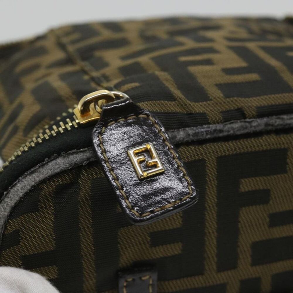 Pre Loved FENDI  Zucca Canvas Vanity Cosmetic Pouch Black Brown Auth yb401 - Picture 8 of 10